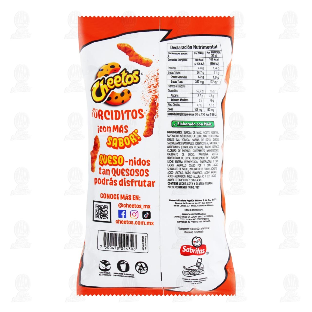 Botana Cheetos Torciditos Sabor Queso y Chile, 240 gr. image number 1