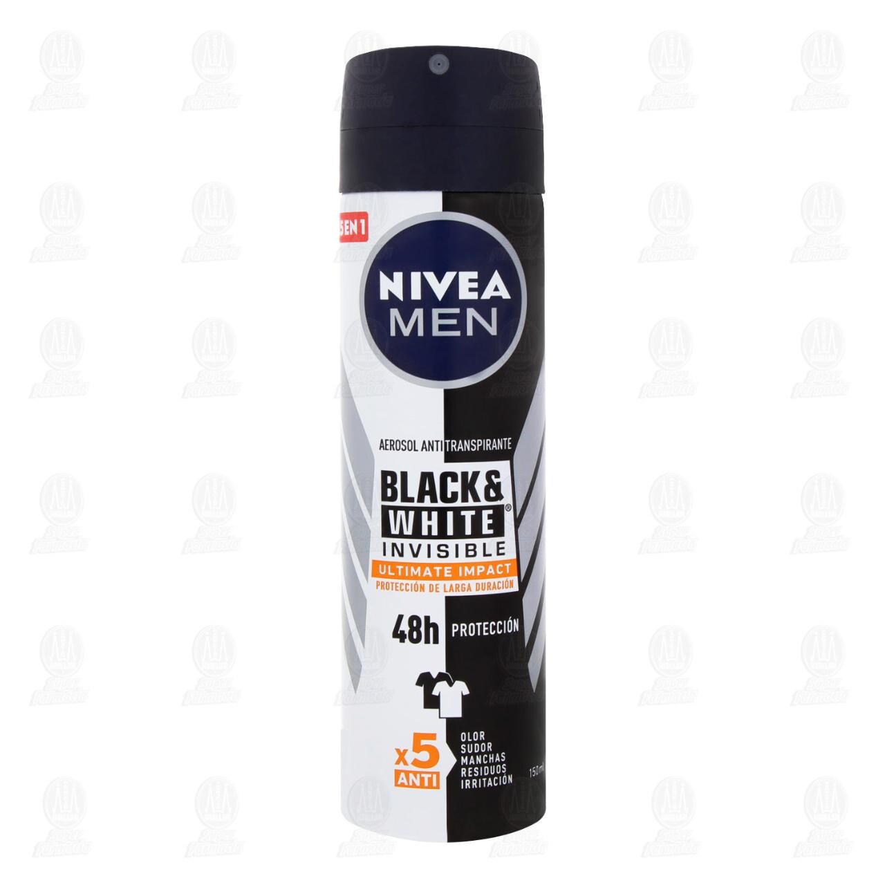 Antitranspirante Nivea Men Invisible Black & White Ultimate Impact en Aerosol, 150 ml. image number 1