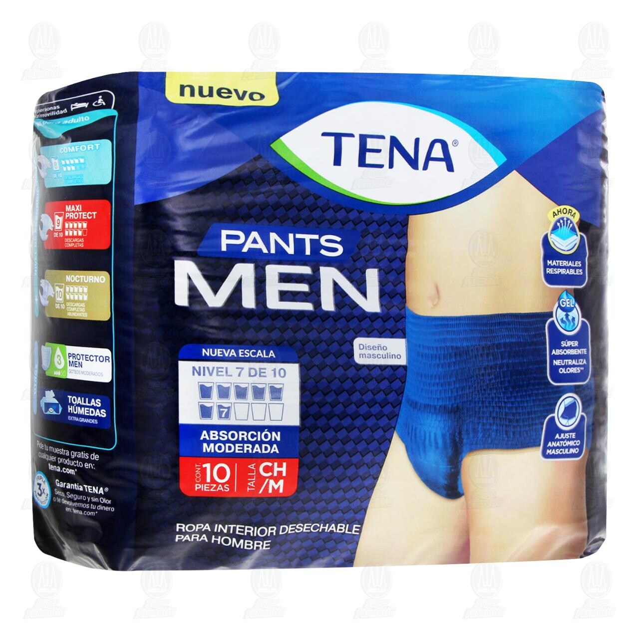 Ropa Interior Tena Pants Men Talla Chica/Mediana, 10 pzas.