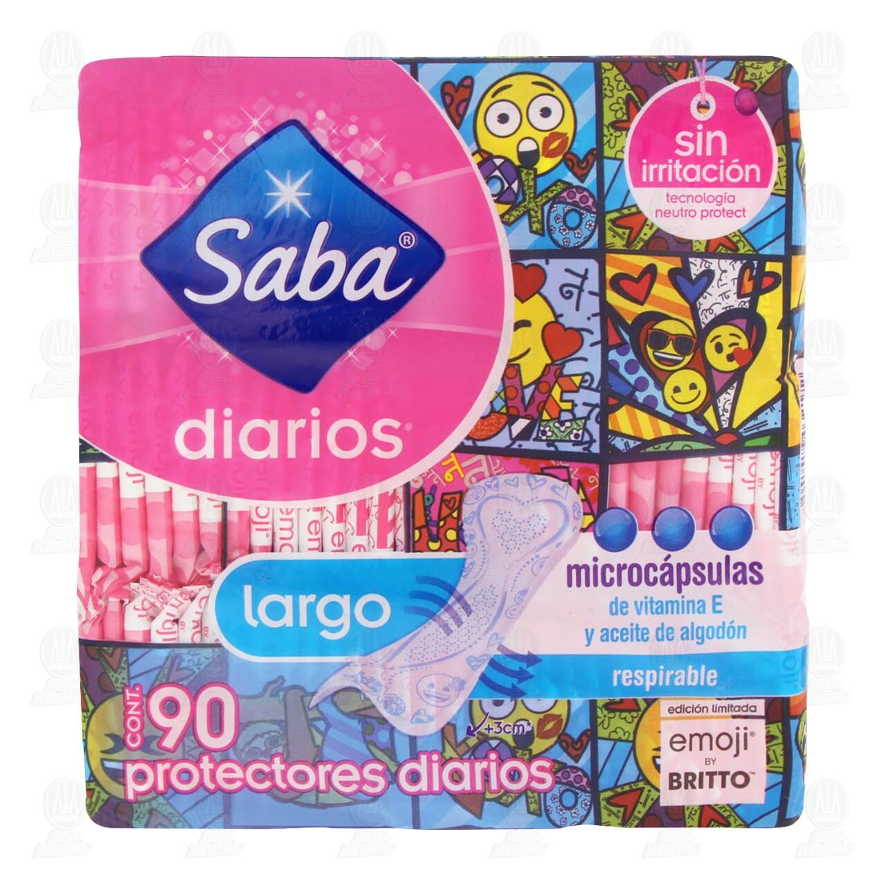 Protectores Femeninos Saba Diarios Tamaño Largo, 90 pzas. image number 1