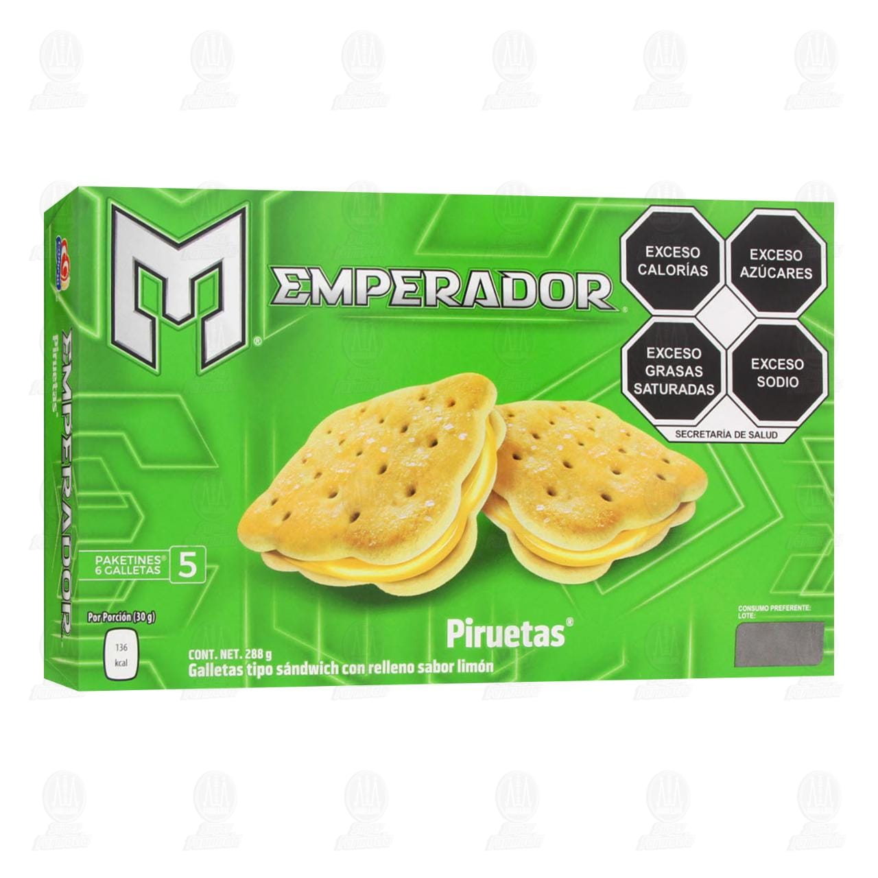 Imagen para Galleta Emperador Piruetas Sabor Limón, 288 gr.