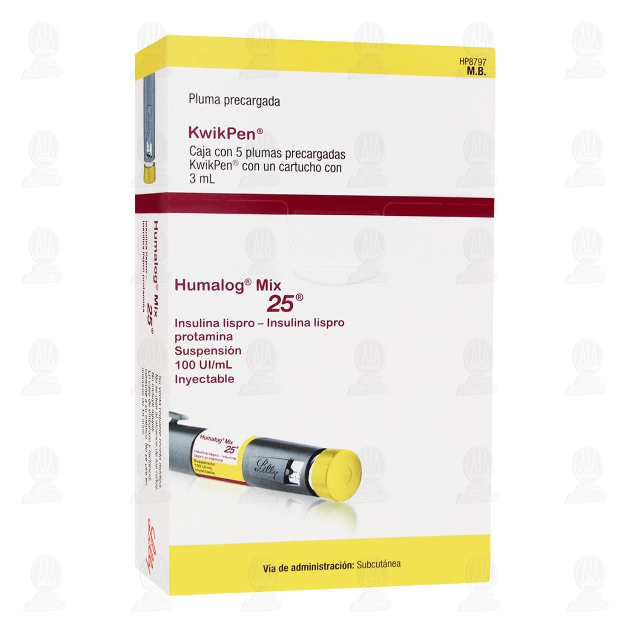 Imagen para Humalog Mix 25 100UI/ml 5 Plumas Precargadas 1 Cartucho 3ml