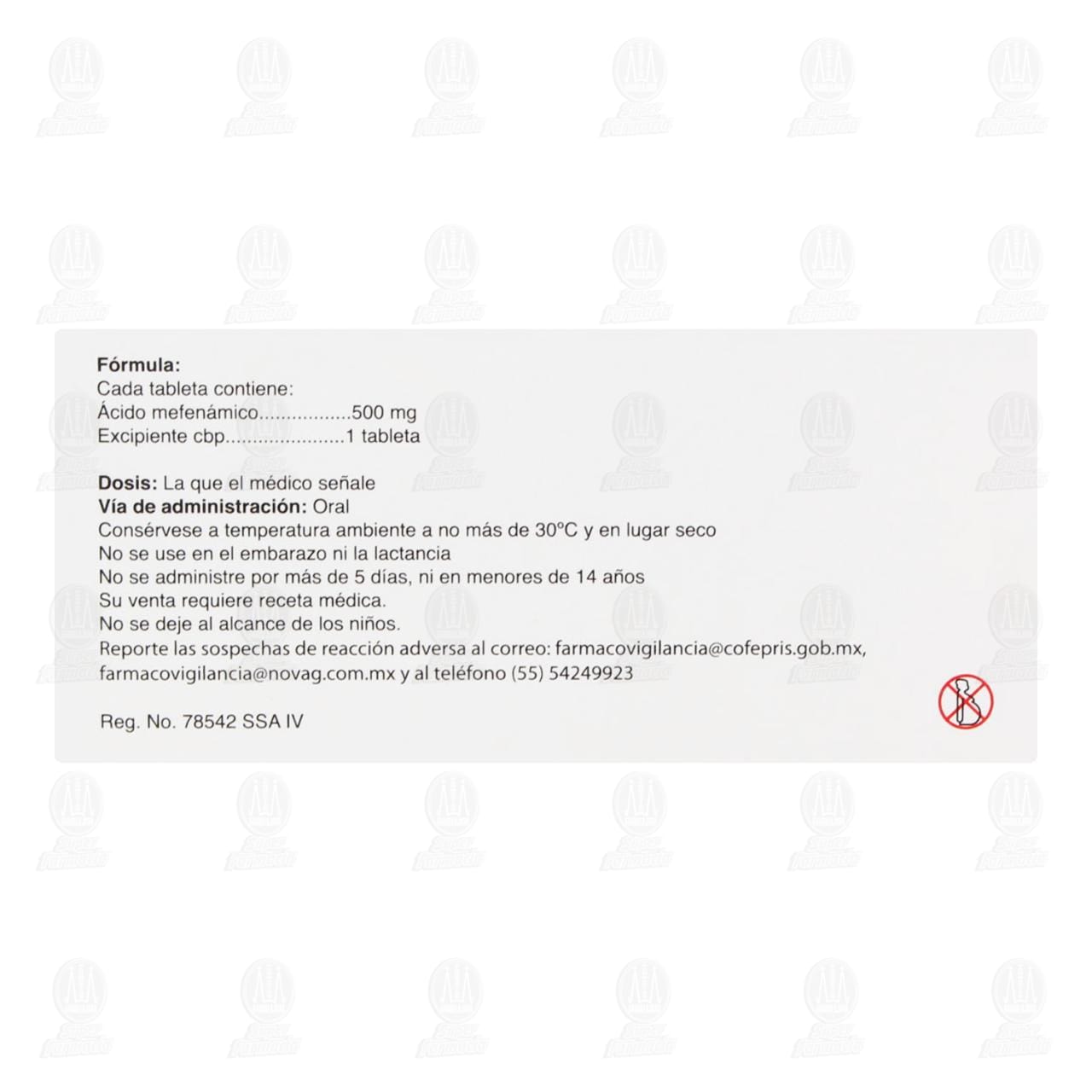 &Aacute;cido Mefen&aacute;mico 500 mg, 20 Tabletas Pharmalife. image number 2