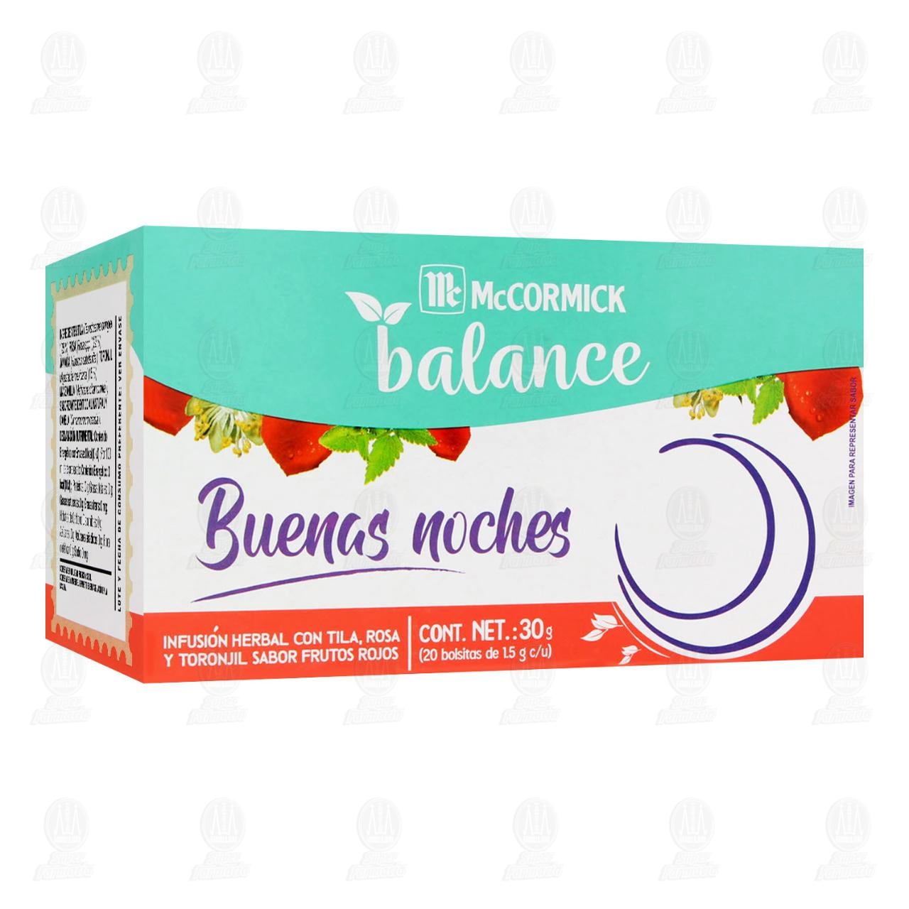 Imagen para Tés McCormick Balance Buenas Noches Sabor Frutos Rojos, 30 gr.
