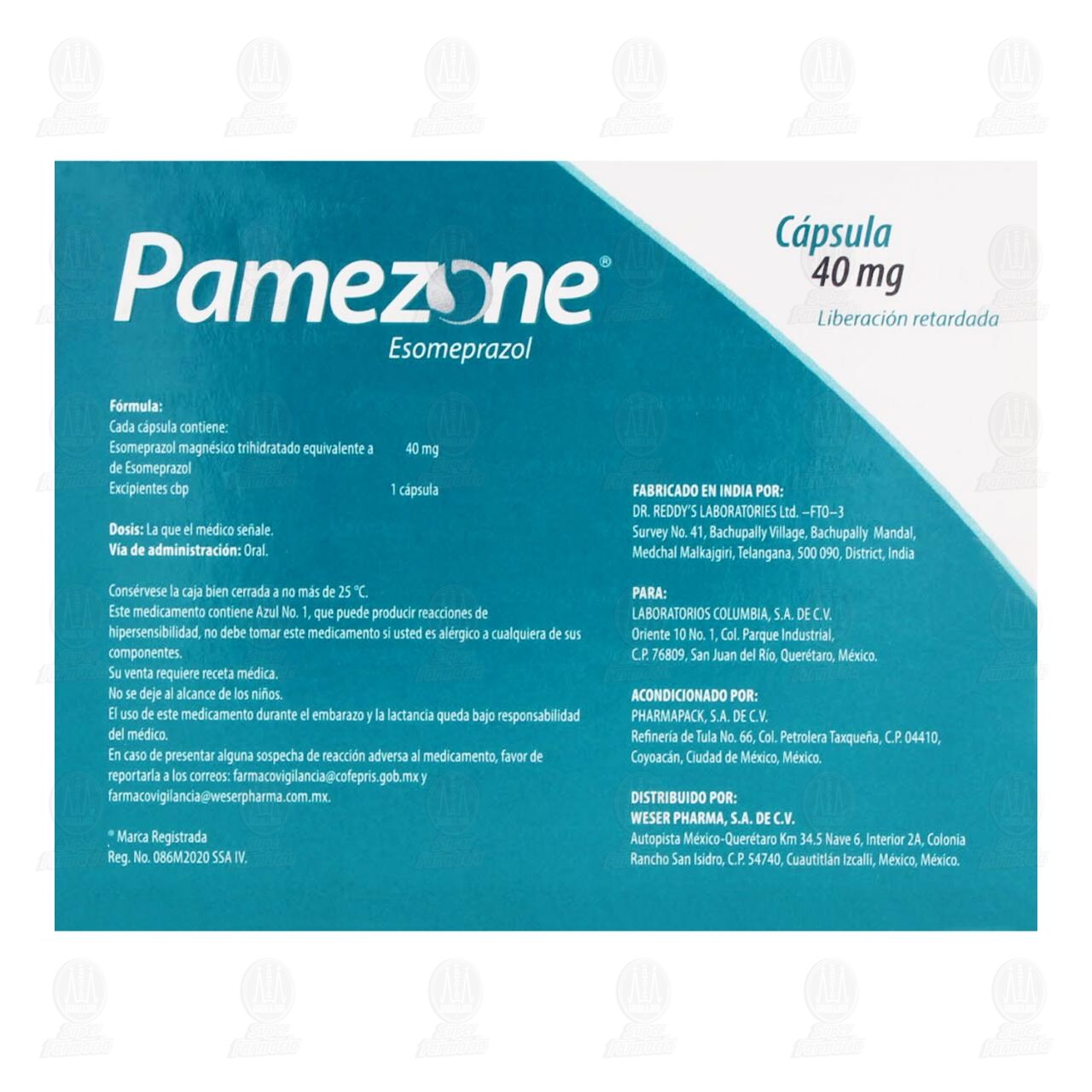 Pamezone 40 mg, 14 C&aacute;psulas. image number 2