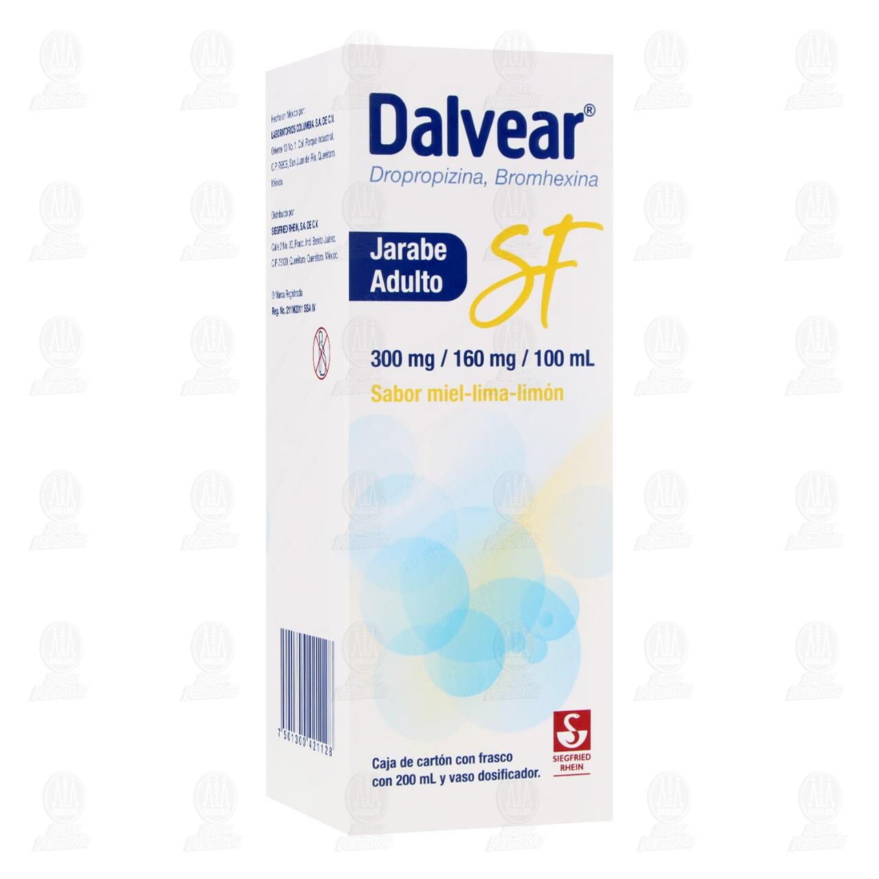 Dalvear SF 300mg/160mg/100ml Jarabe Adulto Sabor Miel-Lima-Lim&oacute;n, 200 ml. image number 0