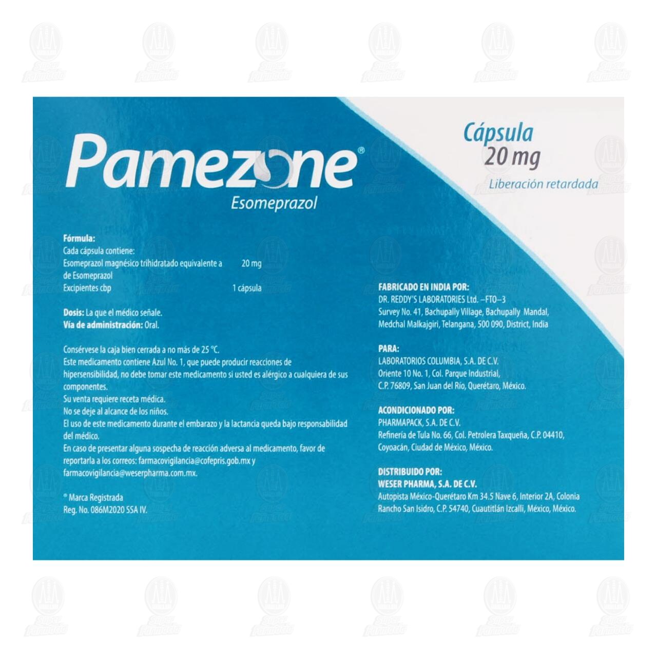 Pamezone 20 mg, 14 C&aacute;psulas. image number 2