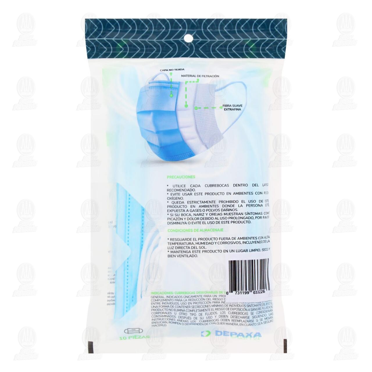 Cubrebocas Depaxa 3 Capas Desechables, 10 pzas. image number 1