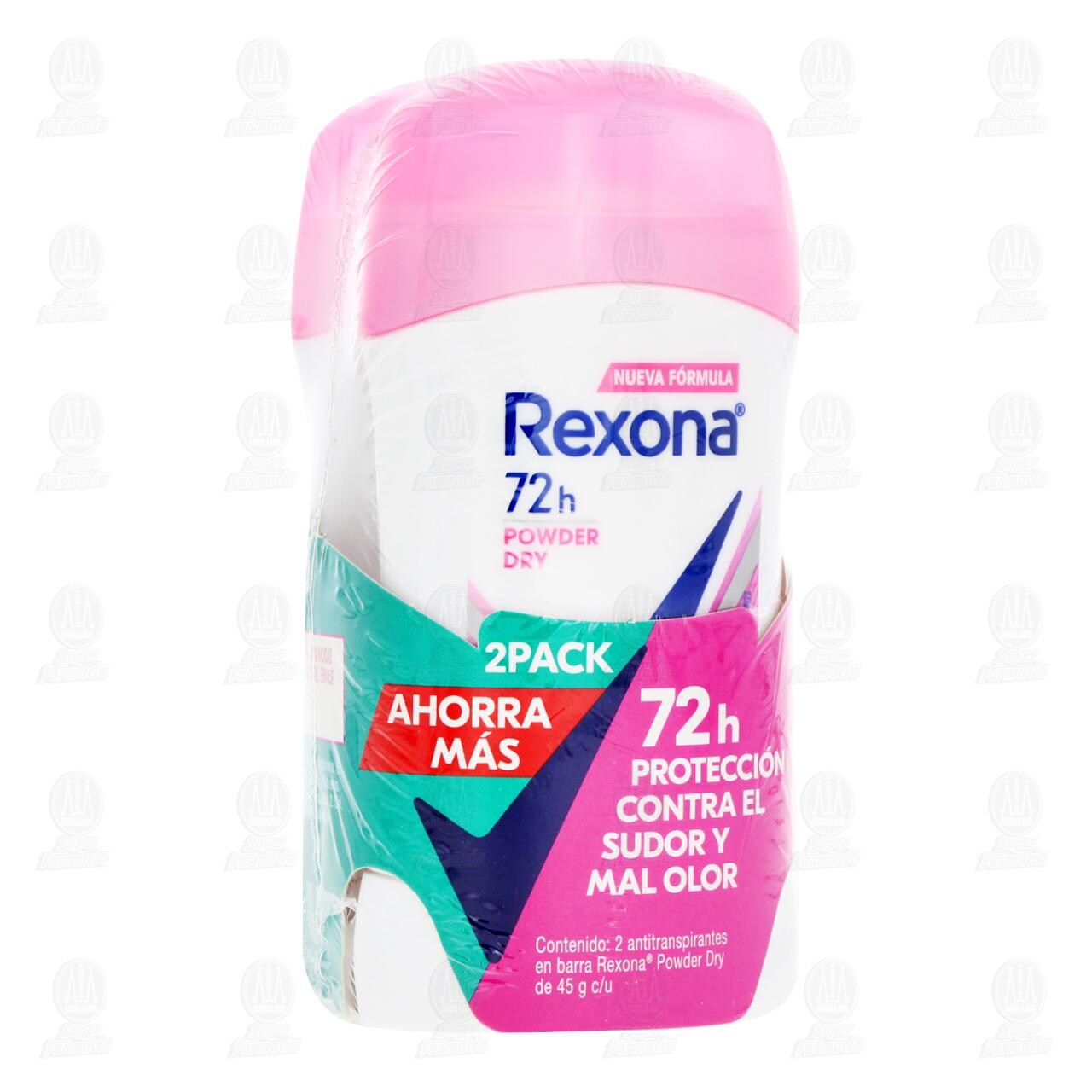 Pack Antitranspirante Rexona Powder Dry en Barra, 2 pzas de 45 gr c/u. image number 0