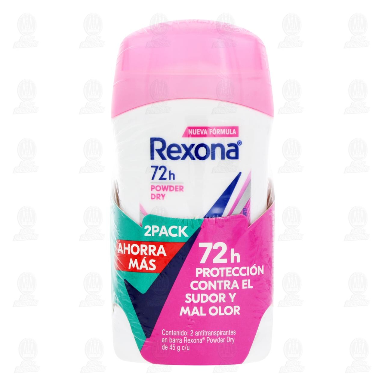 Pack Antitranspirante Rexona Powder Dry en Barra, 2 pzas de 45 gr c/u. image number 1