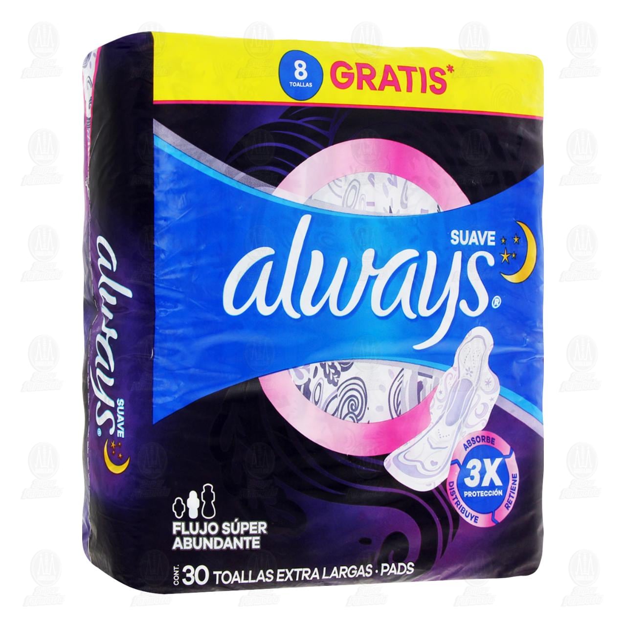 Imagen para Toallas Femeninas Always Suave Nocturna, 30 pzas.