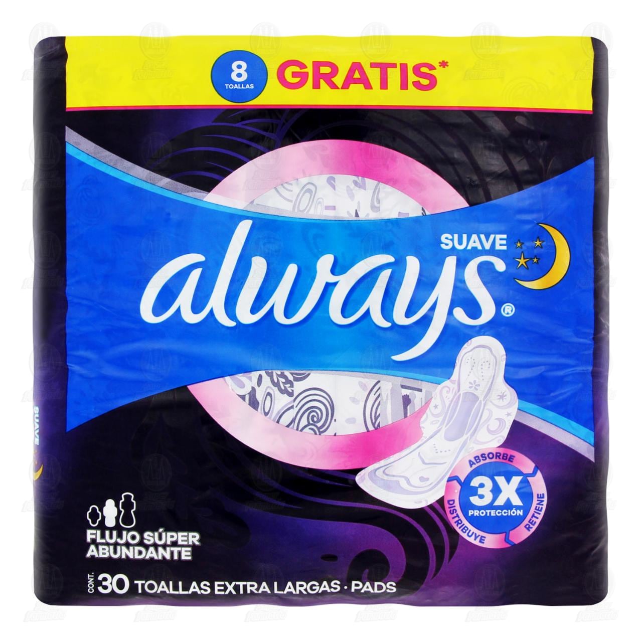 Toallas Femeninas Always Suave Nocturna, 30 pzas. image number 1