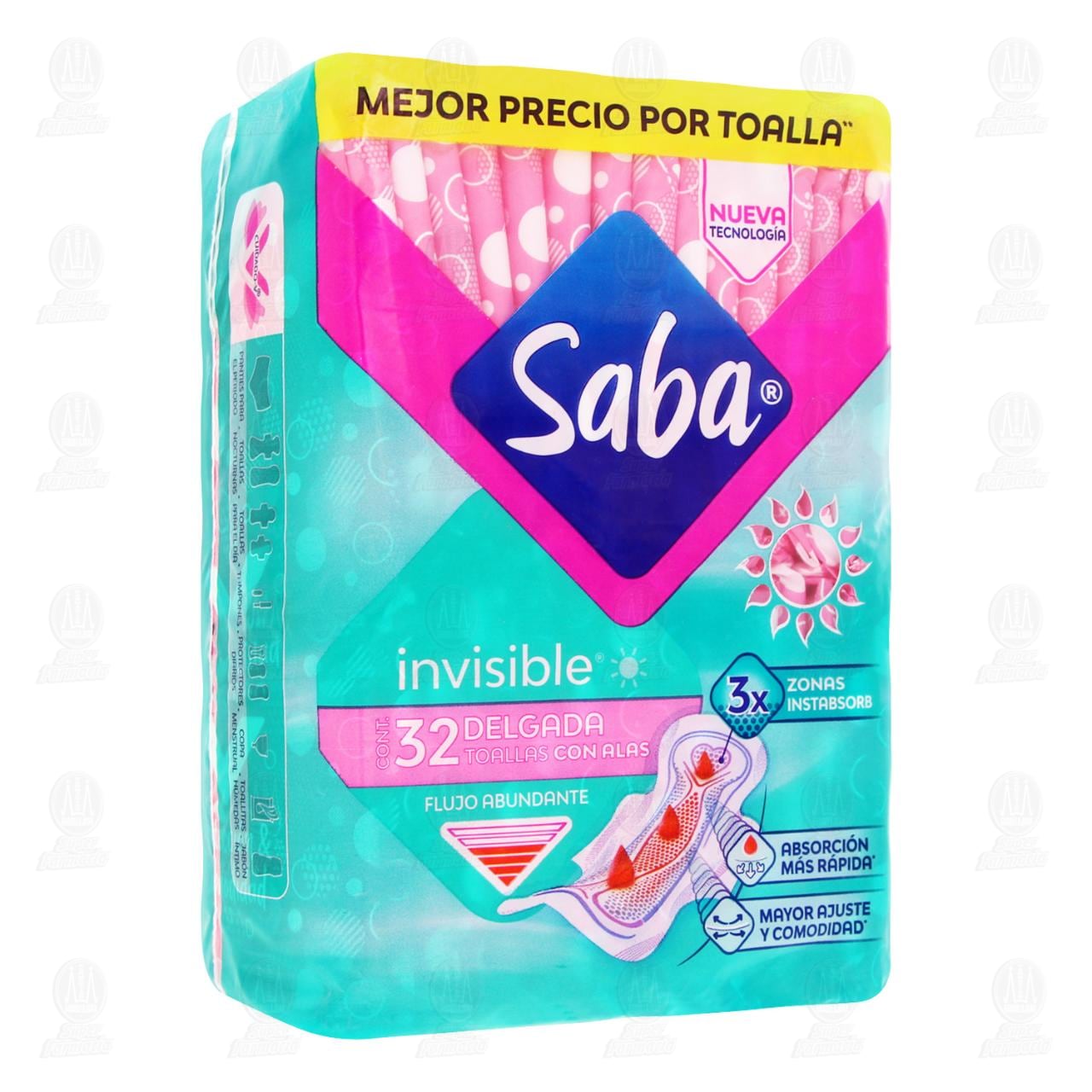 Imagen para Toalla Femenina Saba Invisible con Alas, 32 pzas.