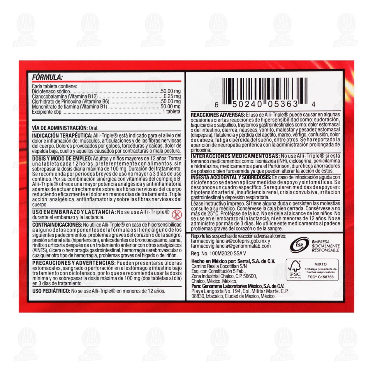 Alli-Triple, 6 Tabletas. image number 2