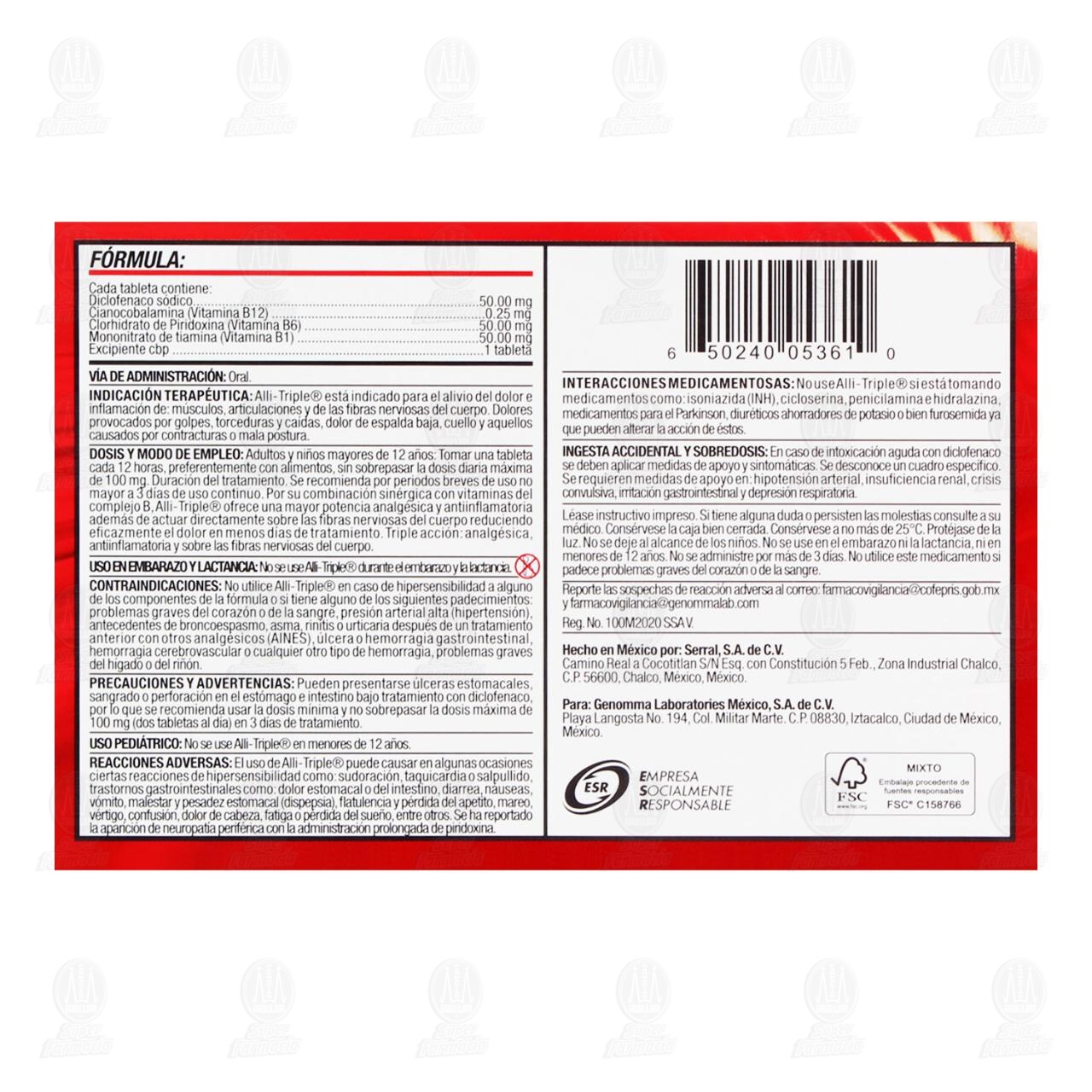 Alli-Triple, 10 Tabletas. image number 2