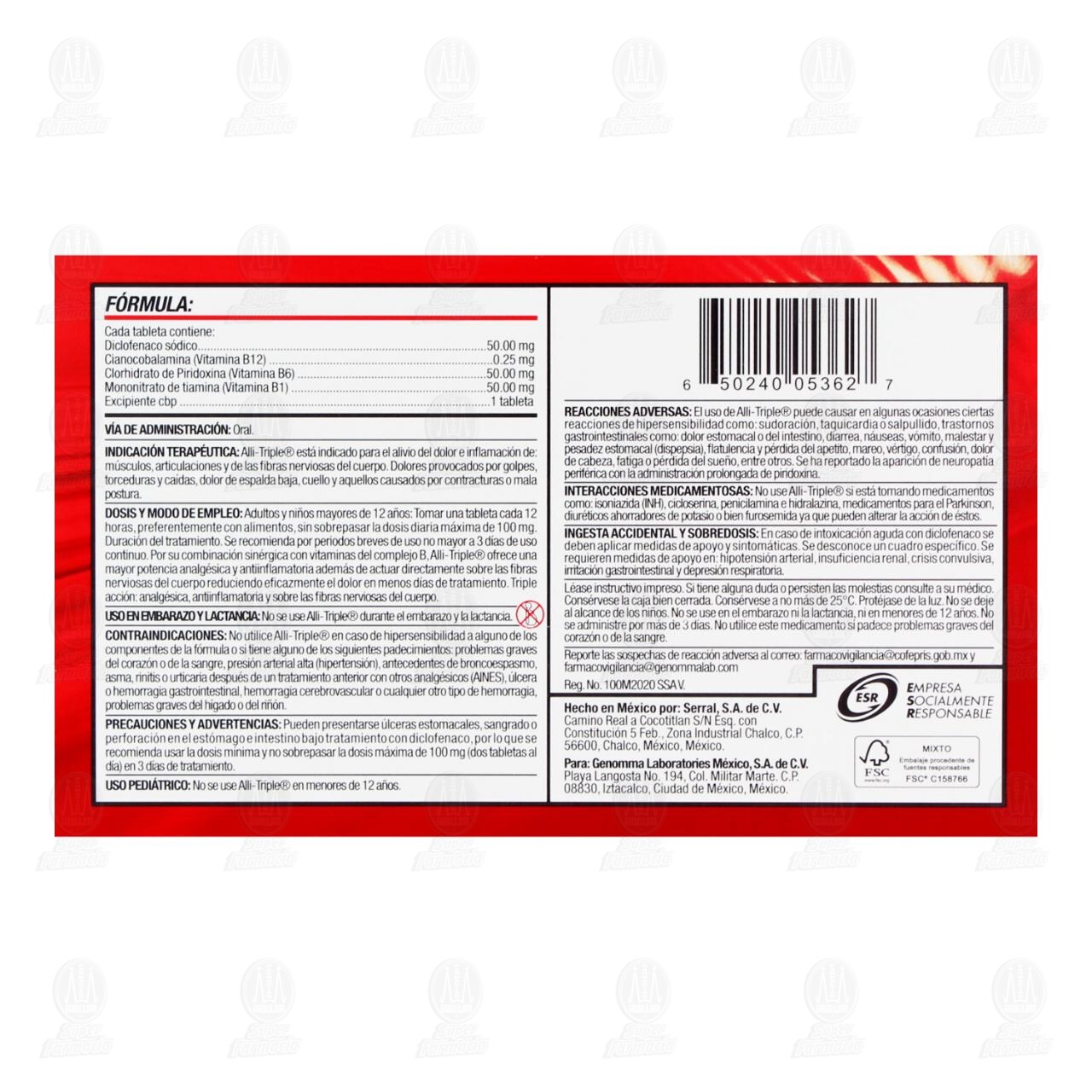 Alli-Triple, 20 Tabletas. image number 2