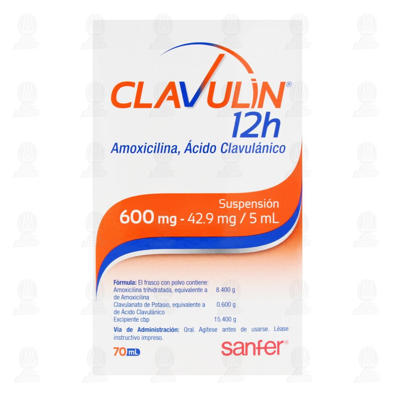 Clavulin 12h 600mg/42.9/5ml Suspensi&oacute;n, 70 ml. image number 2