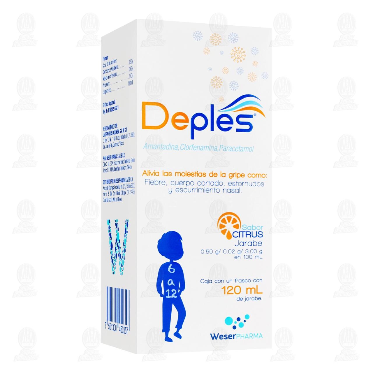 Deples Escolar Jarabe 0.50/0.02/3.00gr, 120 ml.