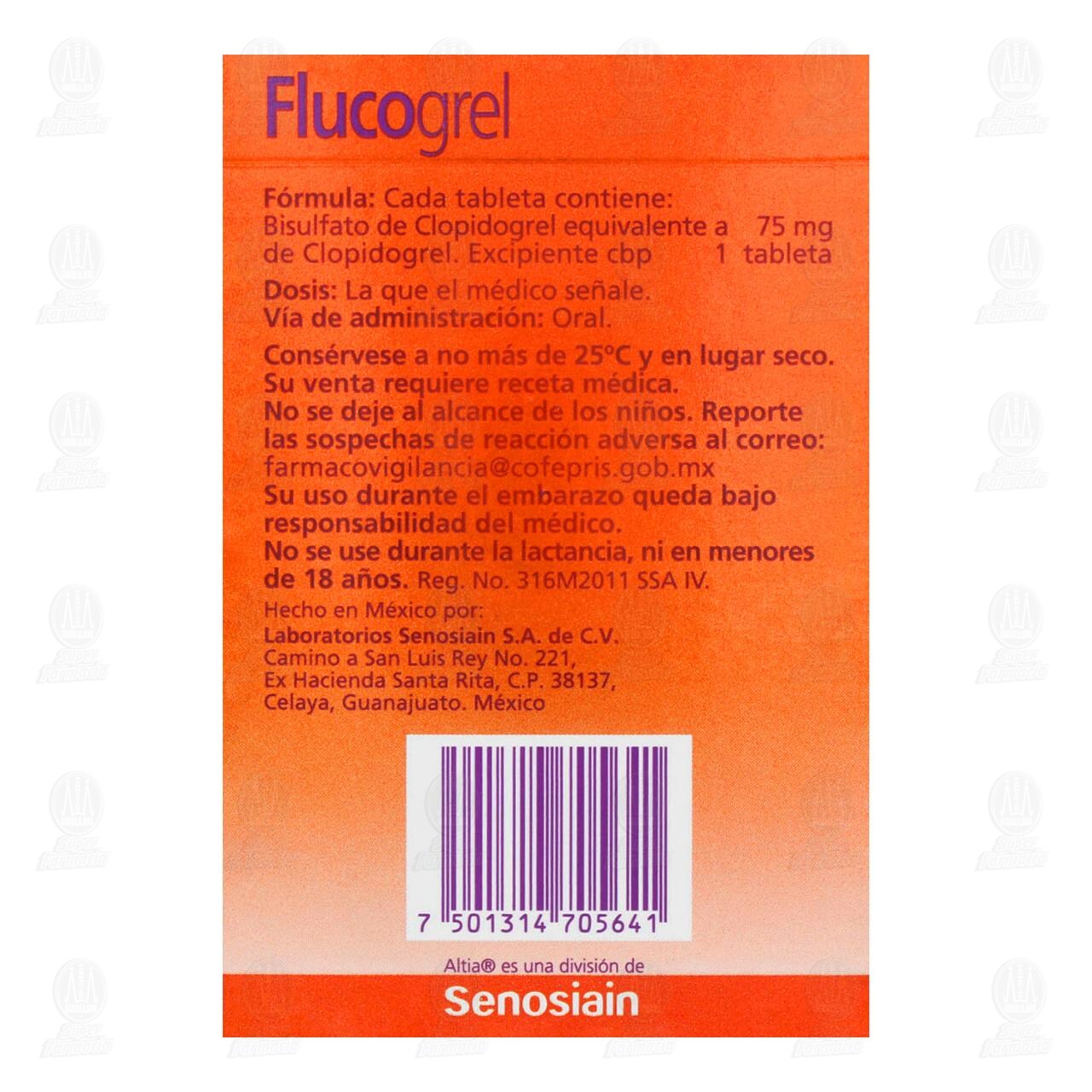 Flucogrel 75 mg, 28 Tabletas. image number 2