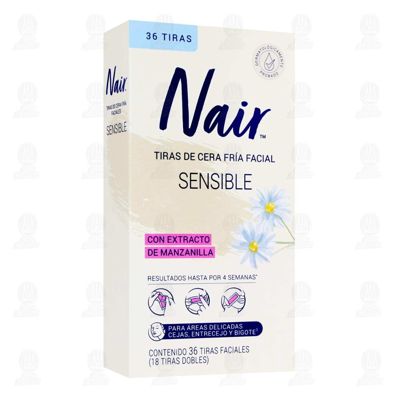 Nair Tiras Faciales Sensible Epilatorias de Cera Fr&iacute;a, 36 pzas (18 Tiras Dobles). image number 0