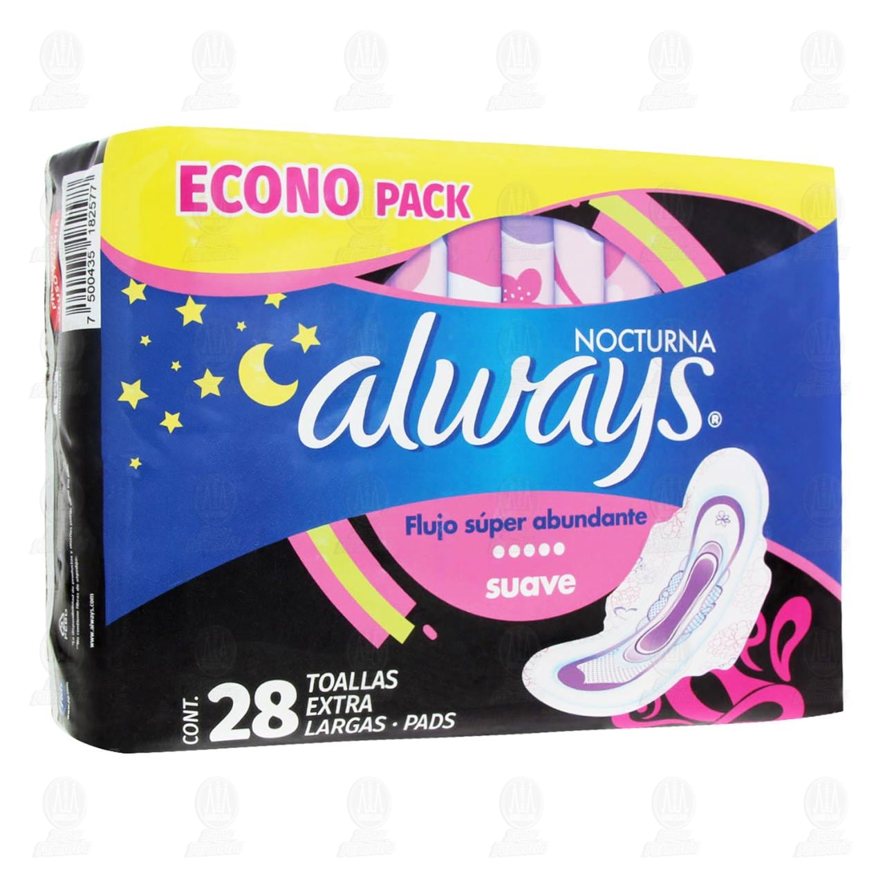 Toallas Higiénicas Always Nocturna  Suave, 28 pzas. image number 0