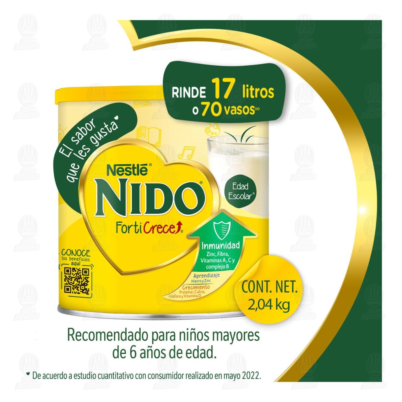 Alimento en Polvo Nestl&eacute; Nido FortiCrece edad Escolar, 2.04 Kg. image number 2