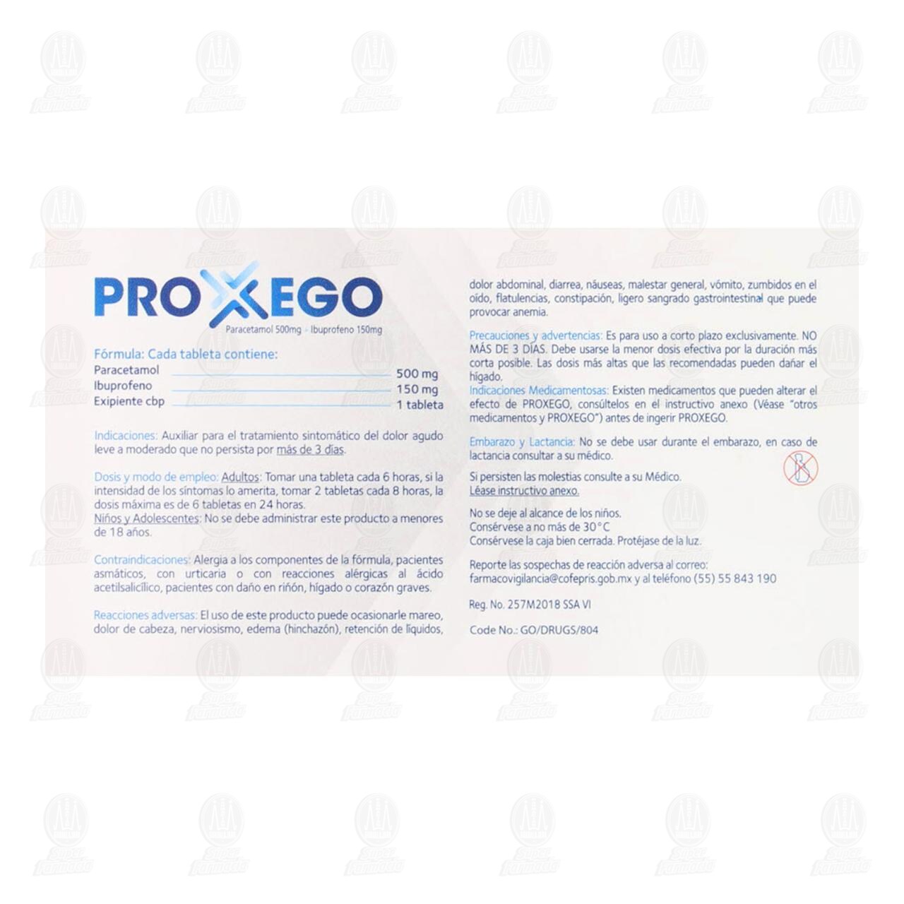 Proxego 500mg/150mg, 16 Tabletas. de PROXEGO | Farmacias Guadalajara