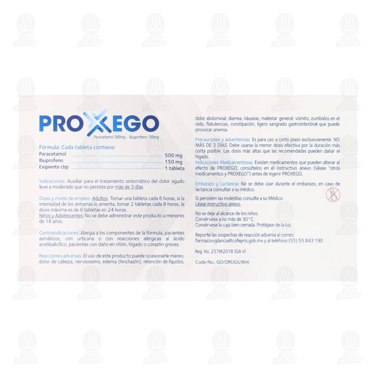 Proxego 500mg/150mg, 24 Tabletas. image number 2
