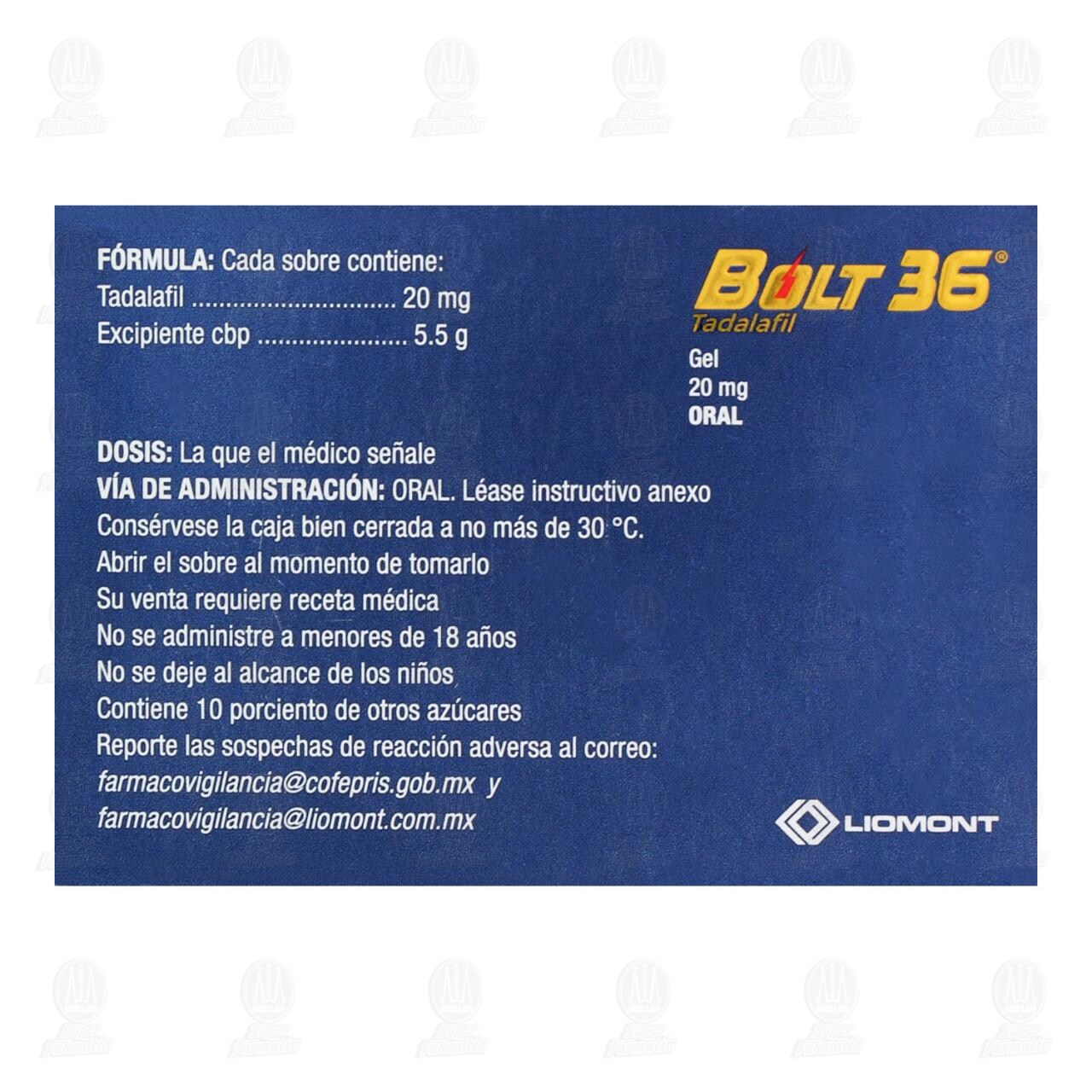 Bolt 36 Gel 20 mg, 2 Sobres. image number 2
