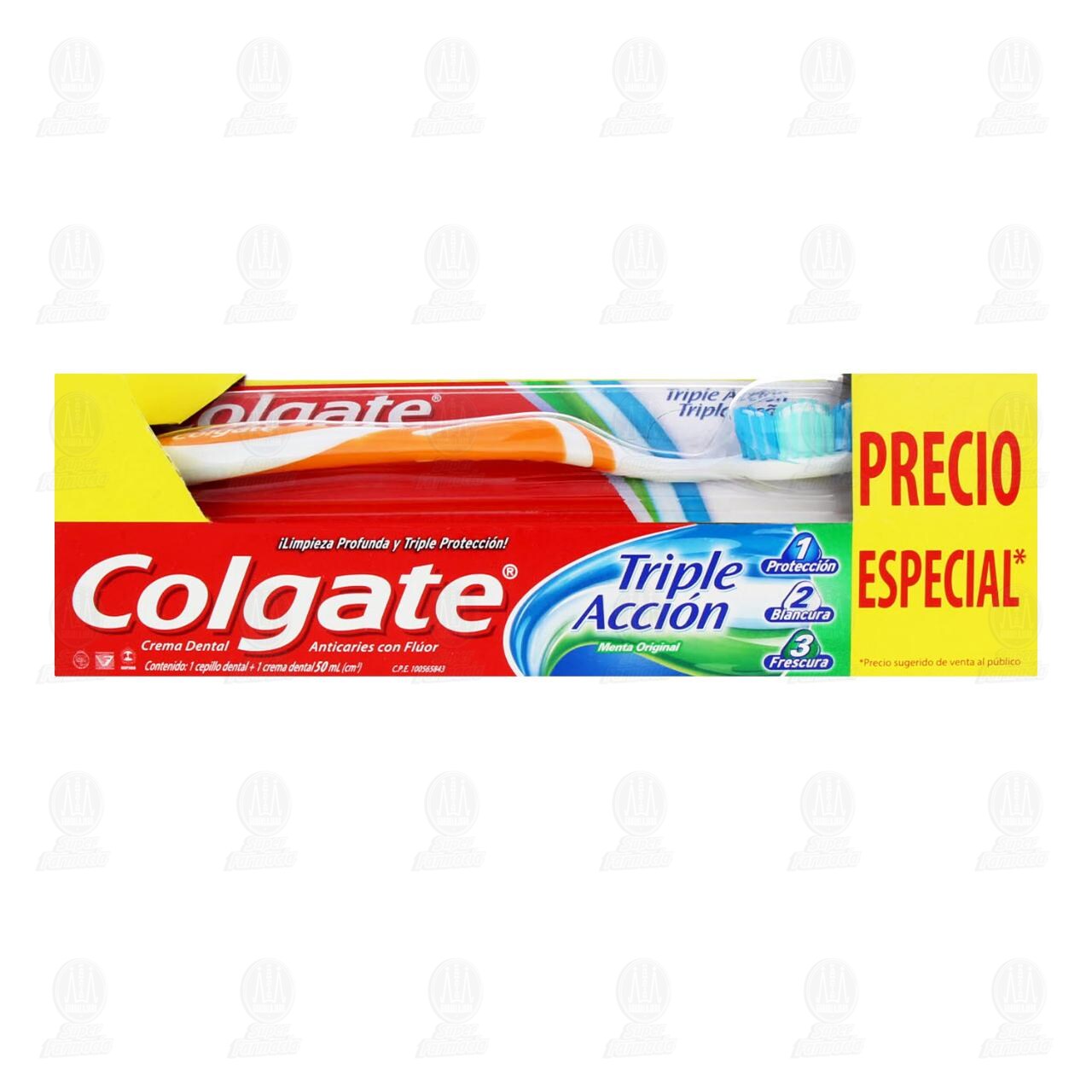 Pack Colgate Triple Acción con Cepillo + Pasta Dental Triple Acción de 50 ml, 2 pzas. image number 1