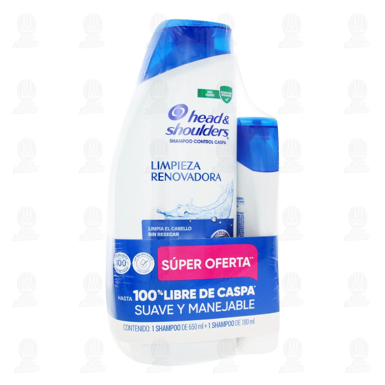 Pack Shampoo Head & Shoulders Limpieza Renovadora S&uacute;per Oferta 1 Shampoo de 650 ml + 1 Shampoo de 180 ml, 2 pzas. image number 0