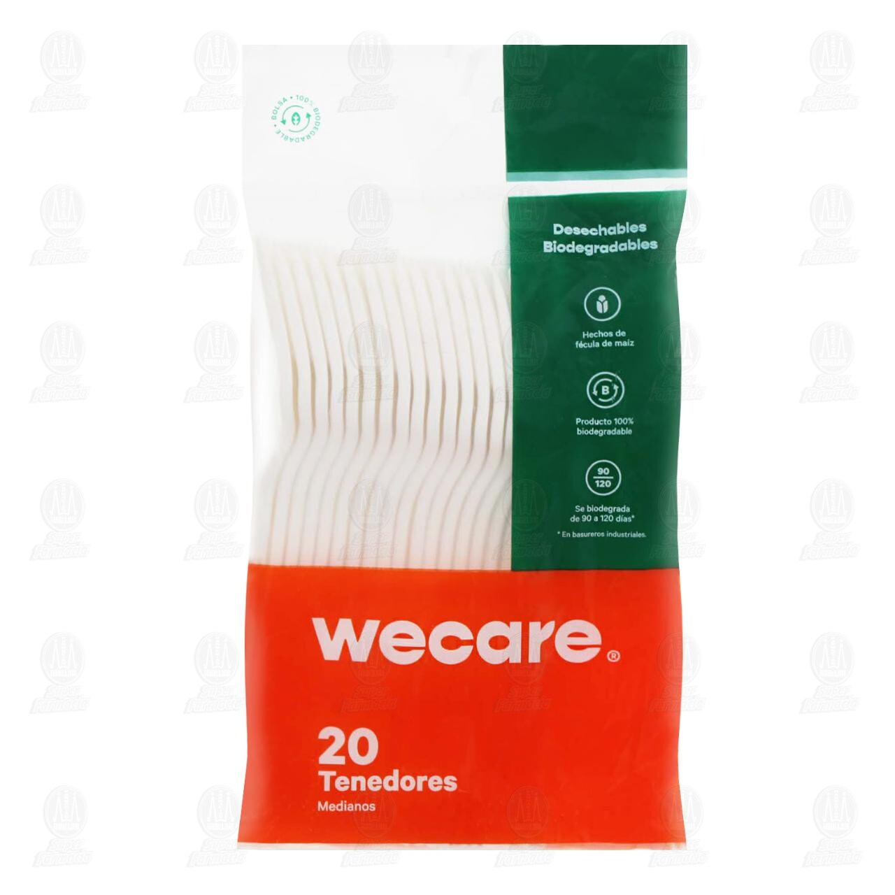 Tenedores Desechables Wecare Biodegradables Medianos, 2 pzas.
