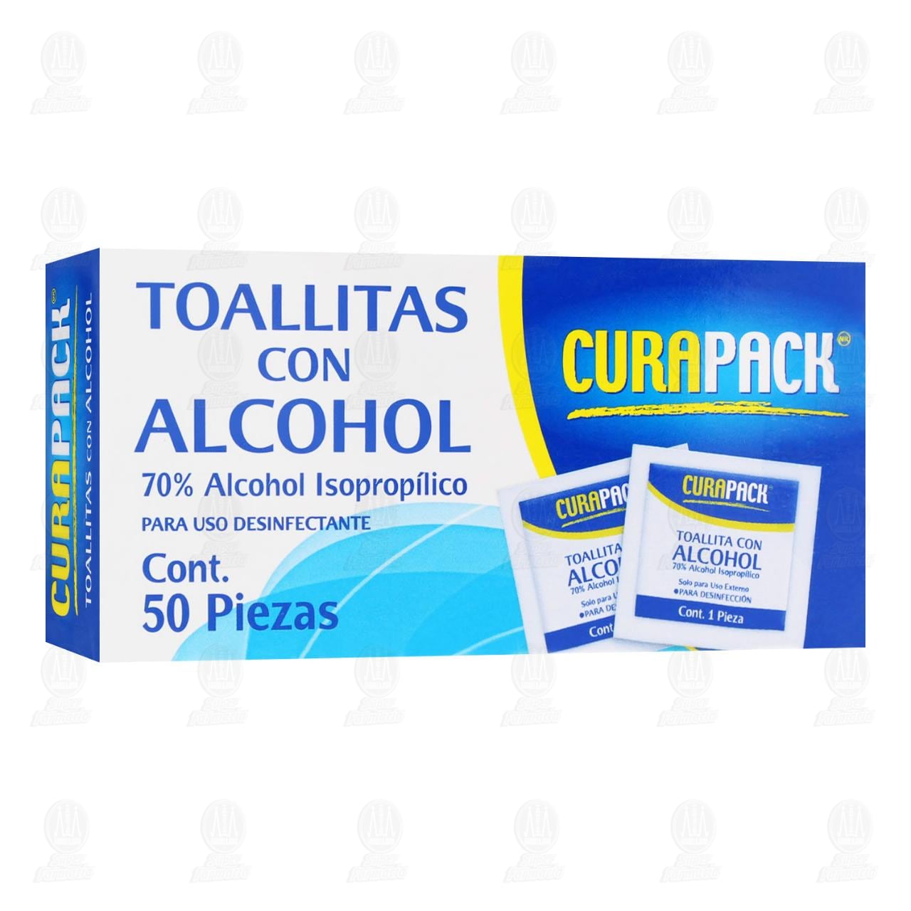 Toallitas con Alcohol Curapack, 50 pzas.