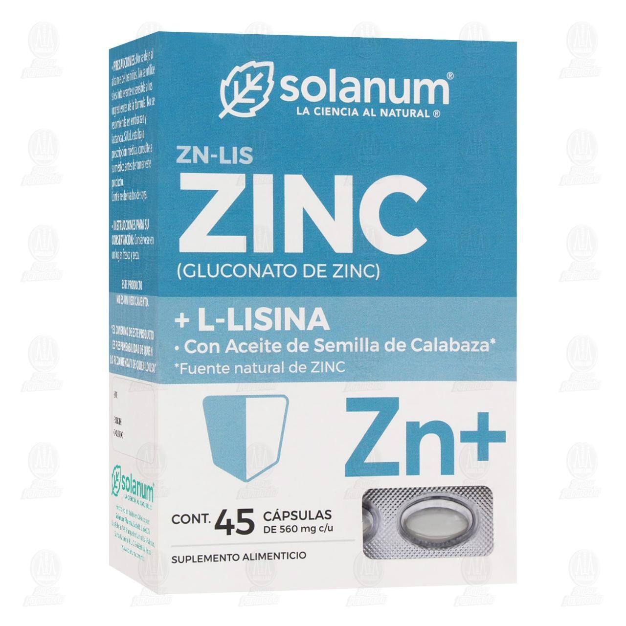 Zinc+L-Lisina 560 mg, 45 C&aacute;psulas. image number 0