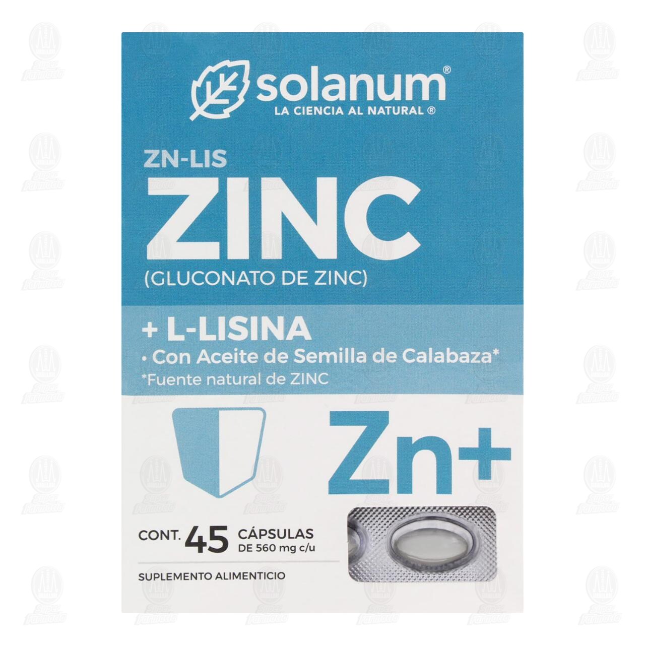 Zinc+L-Lisina 560 mg, 45 C&aacute;psulas. image number 1