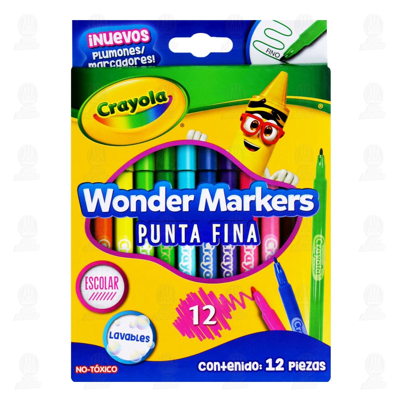 Plumones Crayola Wonder Markers Punta Fina, 12 pzas. image number 0