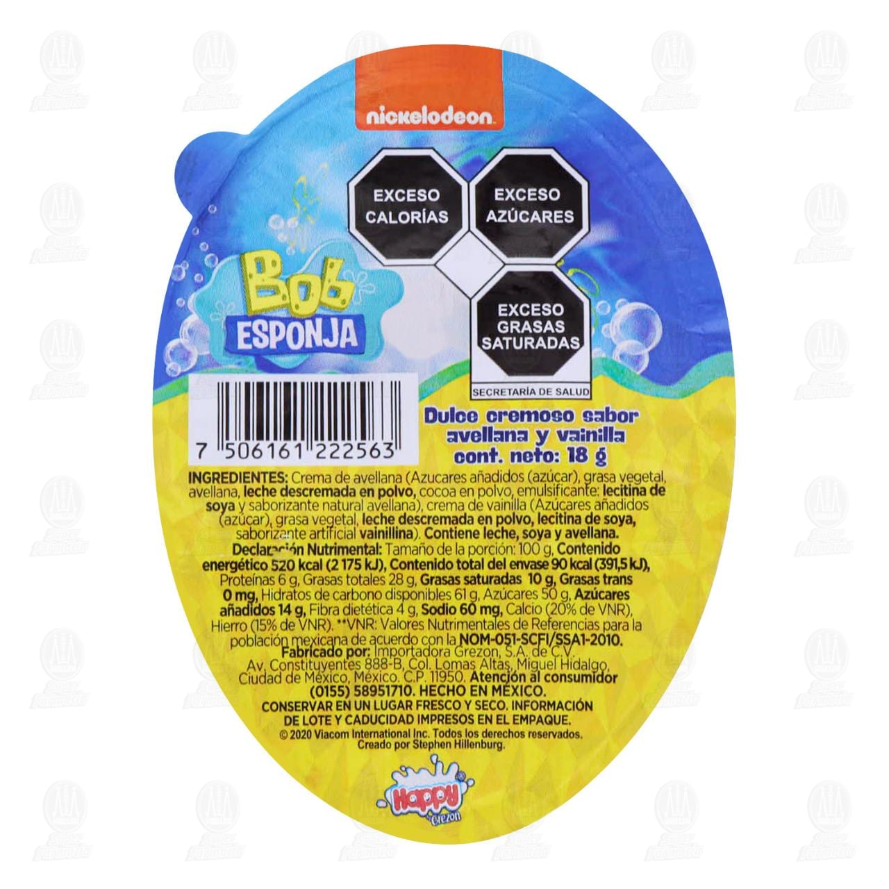 Imagen para Dulce Sorpresa Bob Esponja Sabor Avellana y Vainilla, 18 gr.