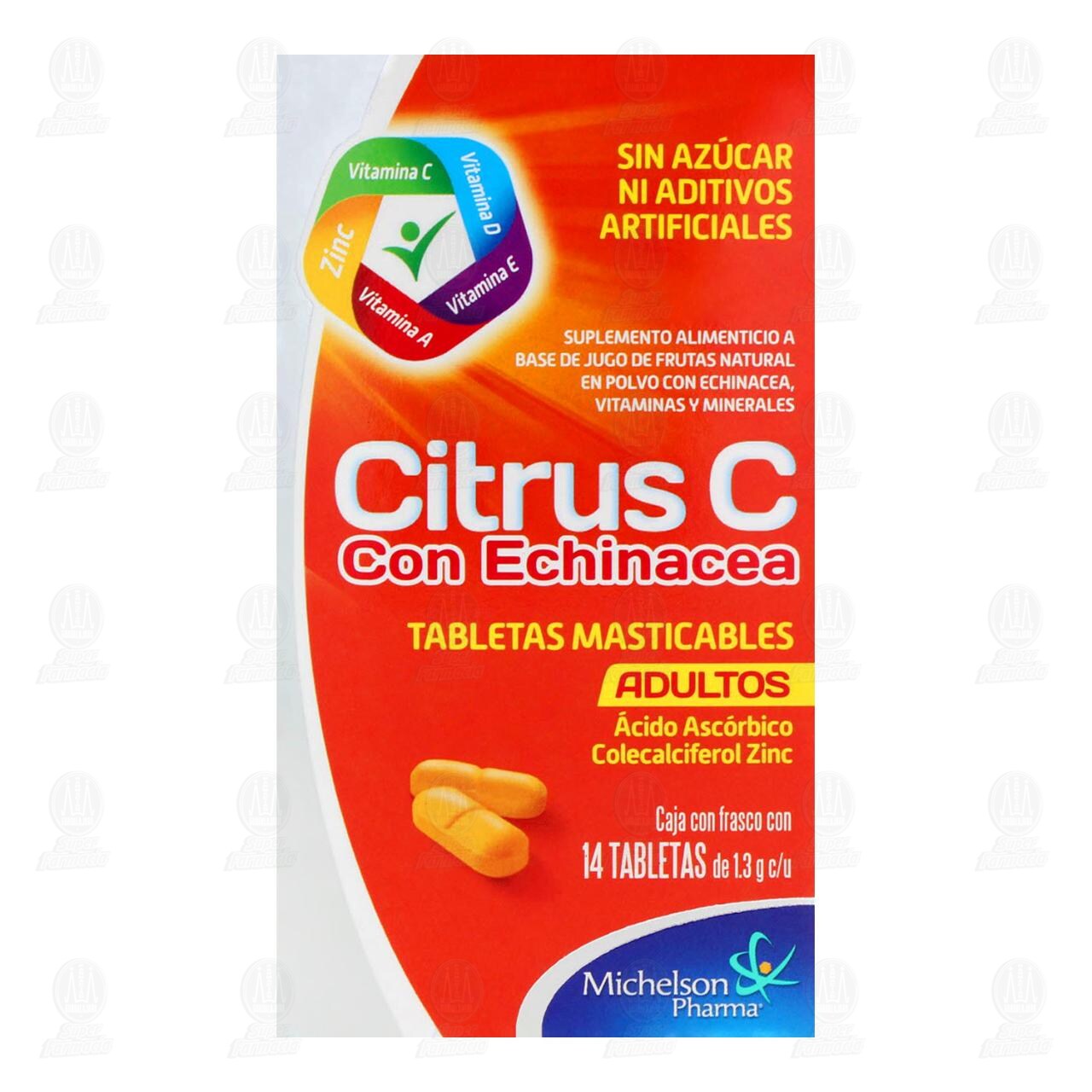 Citrus C con Echinacea Adulto 1.3 gr, 14 Tabletas. image number 1
