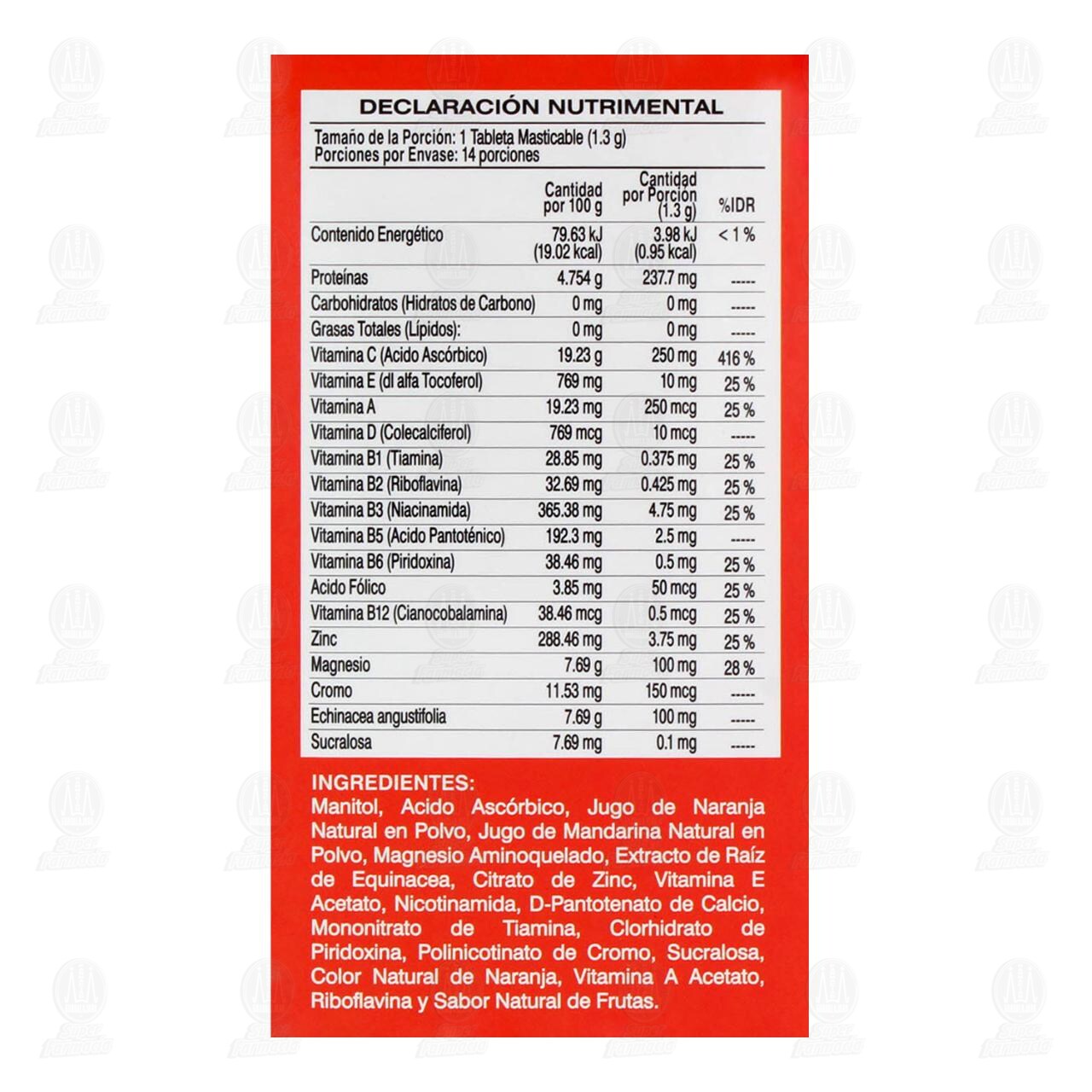 Citrus C con Echinacea Adulto 1.3 gr, 14 Tabletas. image number 2