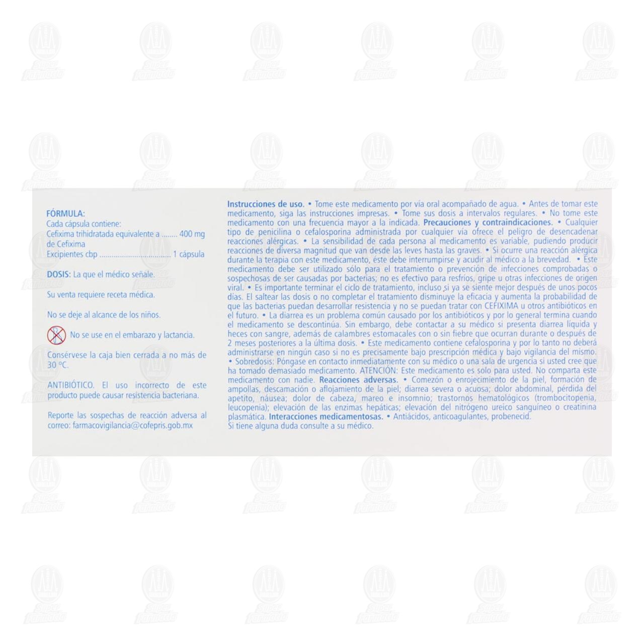 Cefixima 400 mg, 6 C&aacute;psulas Pharmalife. image number 2