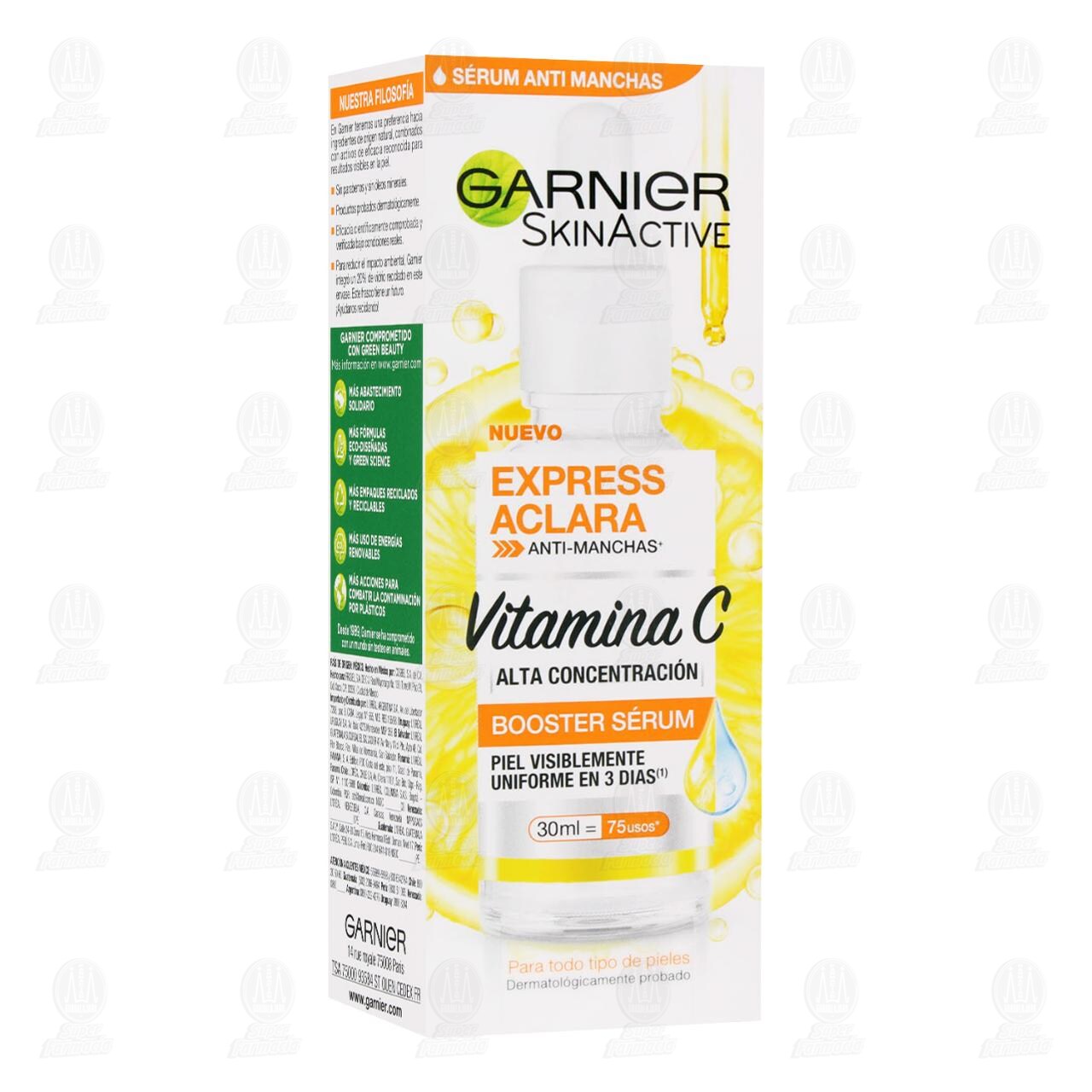 Booster Sérum Garnier Skin Active Express Aclara Anti-Manchas, 30 ml.