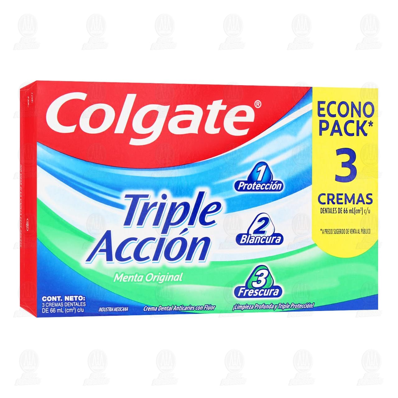 Imagen para Pack Pasta Dental Colgate Triple Acción, 3 pzas de 66 ml c/u.