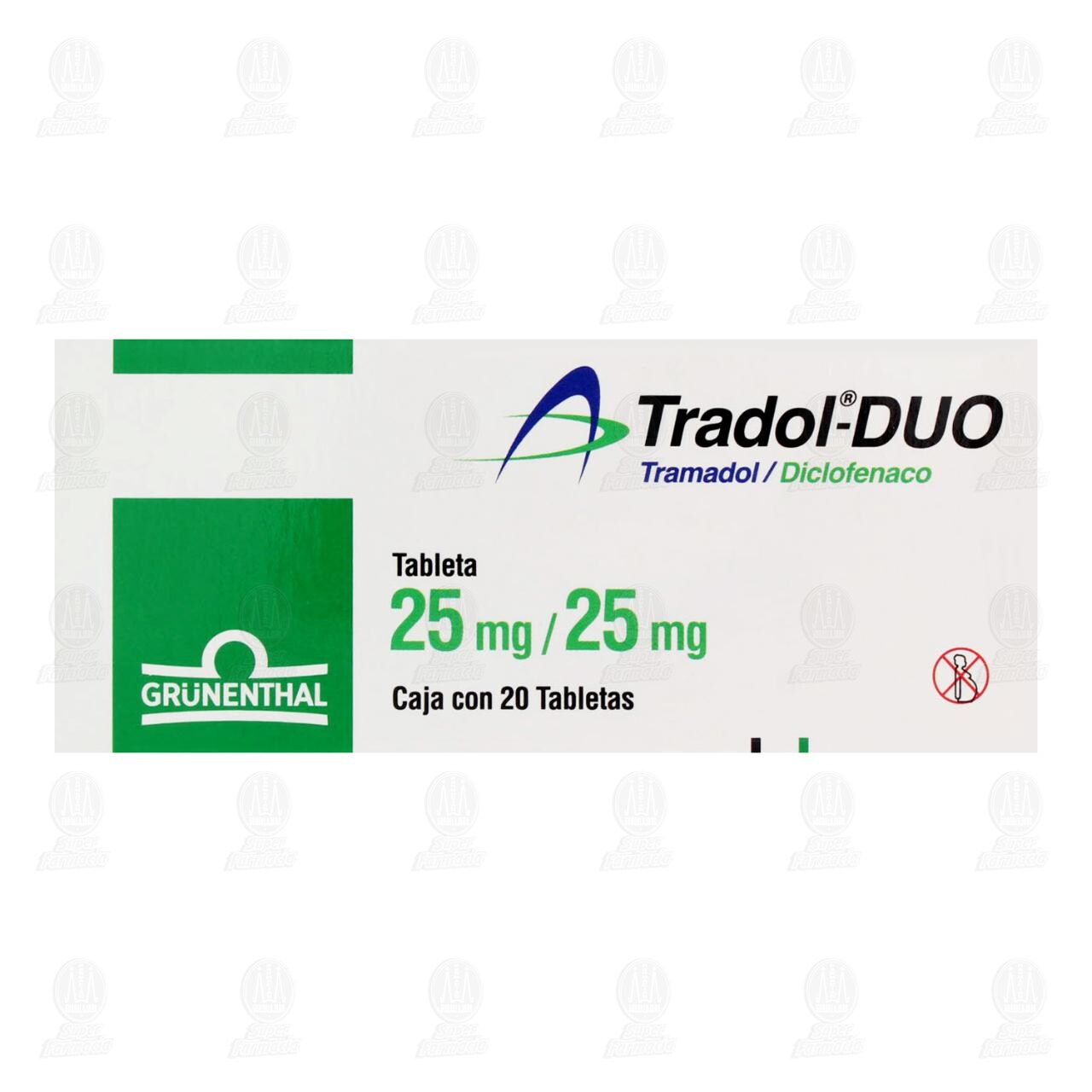 Tradol Duo 25mg/25mg, 20 Tabletas. image number 1