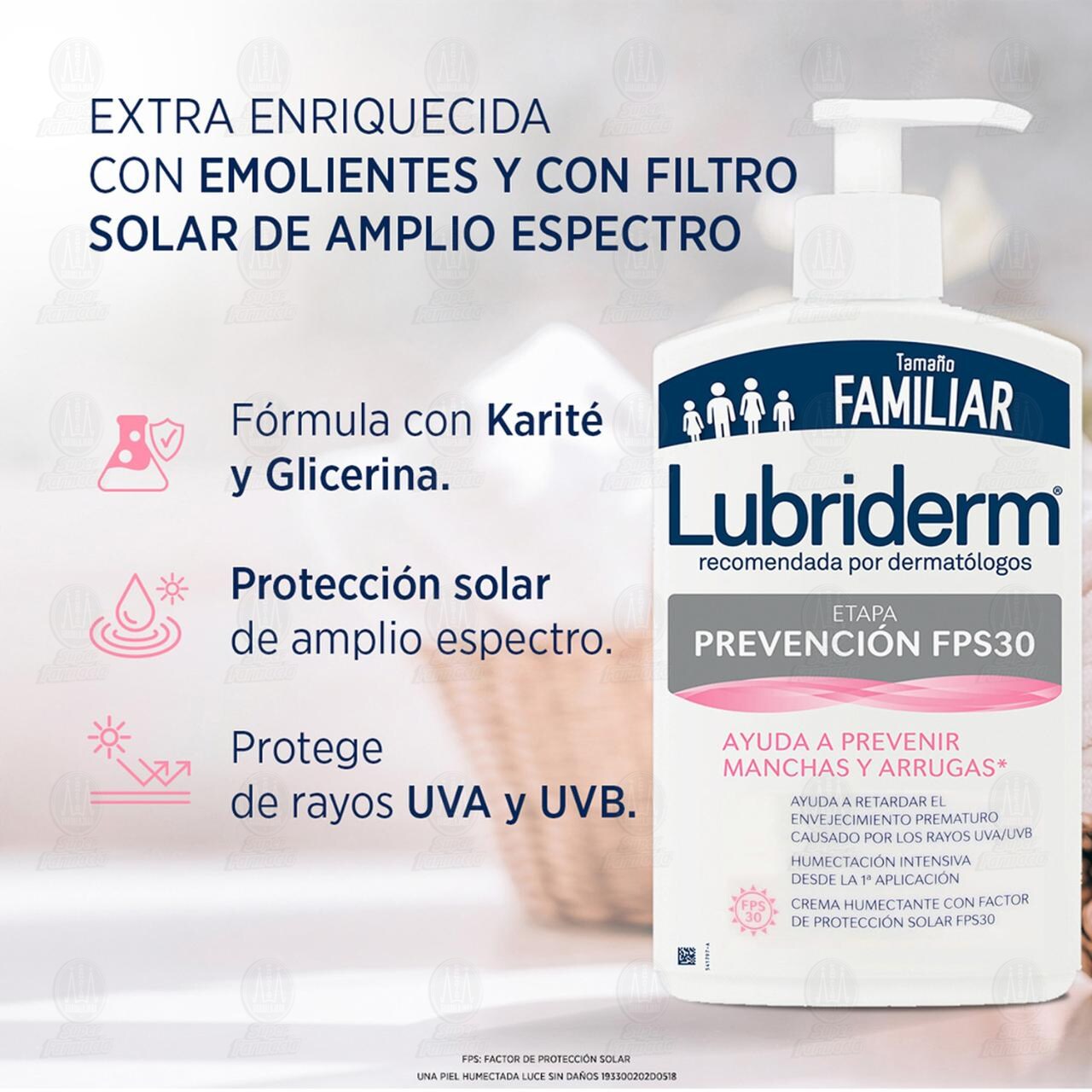 Crema Corporal Lubriderm Etapa Prevención FPS 30, 750 ml. image number 4