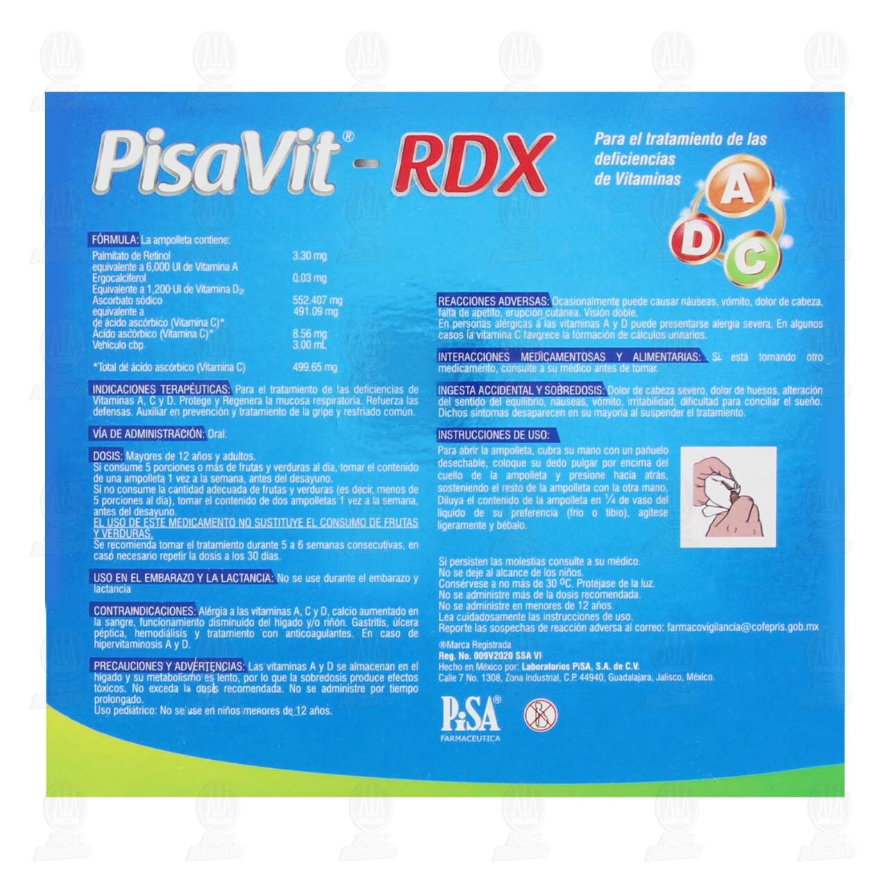 PisaVit-RDX Soluci&oacute;n, 5 Ampolletas con 3ml. image number 2