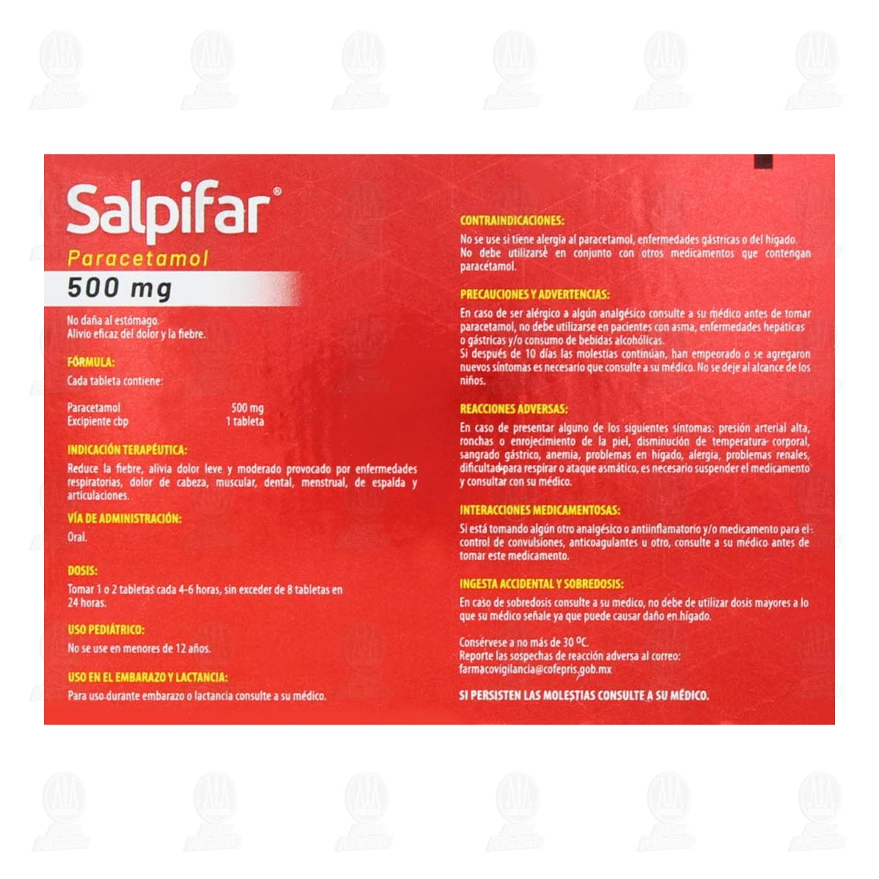 Salpifar 500 mg, 10 Tabletas. image number 2