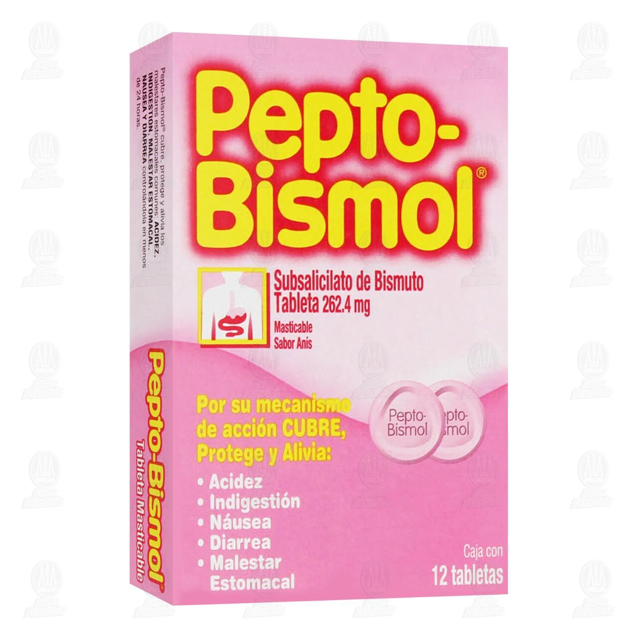 Pepto-Bismol Sabor An&iacute;s, 12 Tabletas Masticables. image number 0
