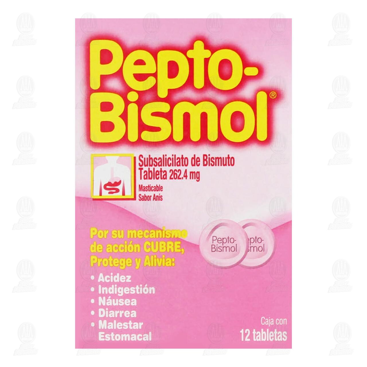 Pepto-Bismol Sabor An&iacute;s, 12 Tabletas Masticables. image number 1