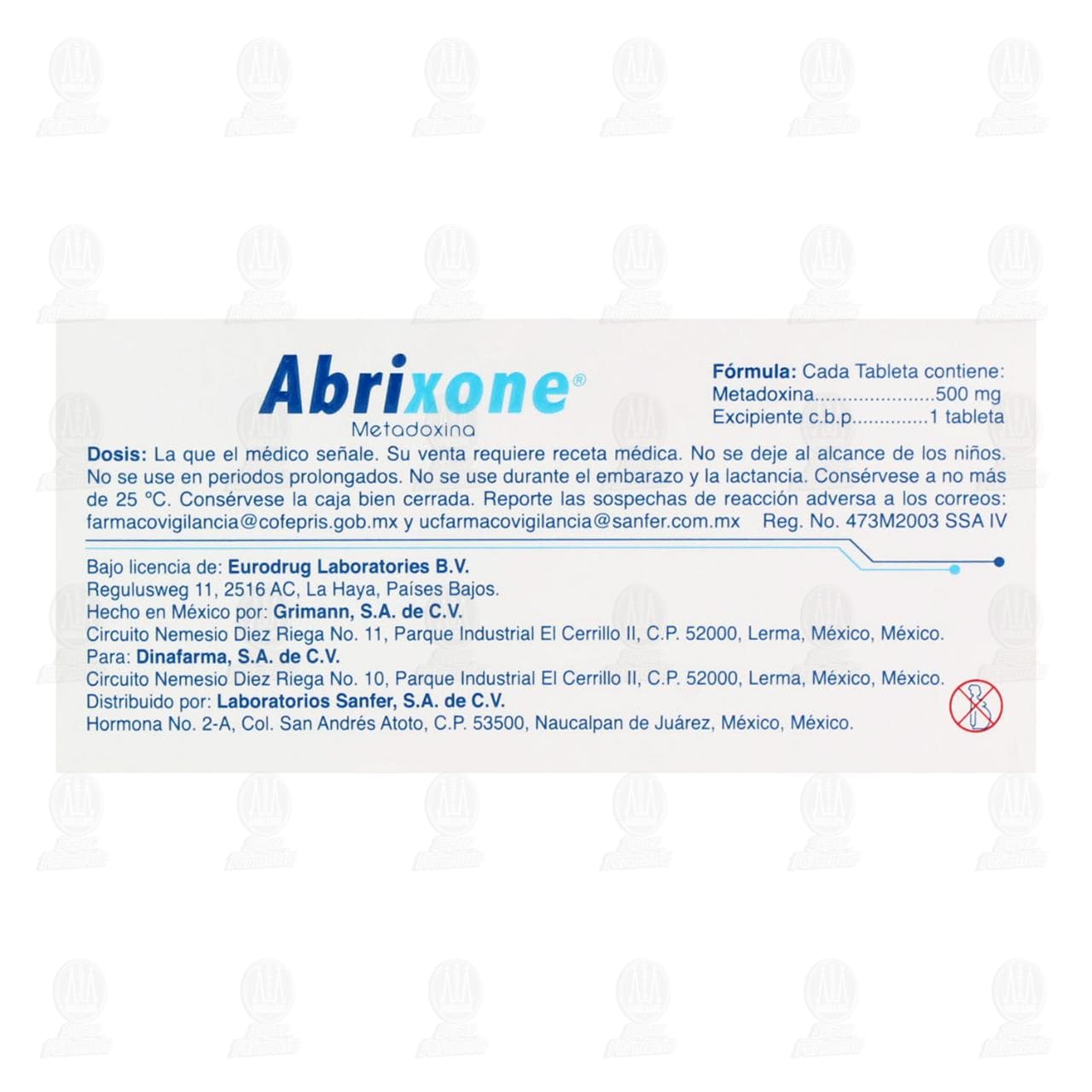 Abrixone 500 mg, 30 Tabletas. image number 2