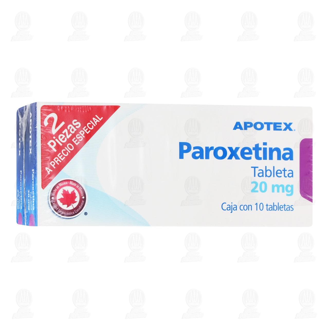 Imagen para Paroxetina 20 mg, 2 Cajas 10 Tabletas c/u.